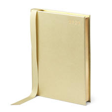 A5 Day to Page Leather Diary in Gold Saffiano