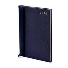 A5 Week to View Leather Diary in Midnight Blue Lizard