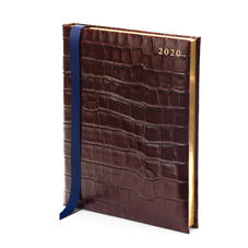 Quarto A4 Day to Page Leather Diary in Deep Shine Amazon Brown Croc