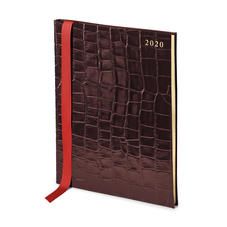 Quarto A4 Week to View Leather Diary in Deep Shine Amazon Brown Croc