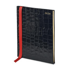Quarto A4 Week to View Leather Diary in Deep Shine Black Croc