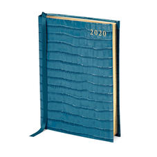 A6 Day to Page Leather Diary in Deep Shine Topaz Small Croc
