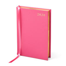 A6 Day to Page Leather Diary in Bright Pink Saffiano