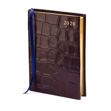 A6 Day to Page Leather Diary in Deep Shine Amazon Brown Croc