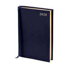 A6 Day to Page Leather Diary in Midnight Blue Lizard