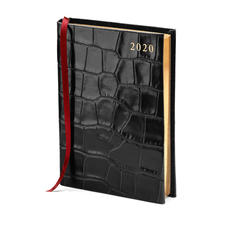 A6 Day to Page Leather Diary in Deep Shine Black Croc