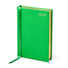 A6 Day to Page Leather Diary in Bright Green Saffiano