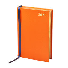 A6 Day to Page Leather Diary in Bright Orange Saffiano