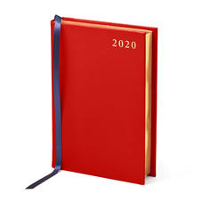 A6 Day to Page Leather Diary in Scarlet Saffiano