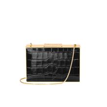Scarlett Box Clutch in Deep Shine Black Croc from Aspinal of London
