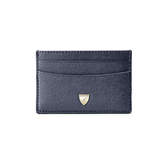 Slim Credit Card Holder in Navy Saffiano from Aspinal of London