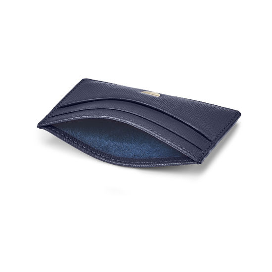 Slim Credit Card Holder in Navy Saffiano from Aspinal of London