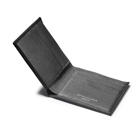 6 Card Billfold Wallet in Black & Grey Goatskin from Aspinal of London