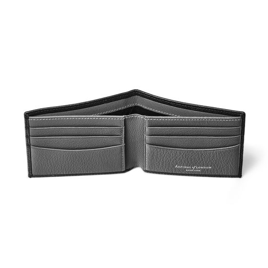 6 Card Billfold Wallet in Black & Grey Goatskin from Aspinal of London