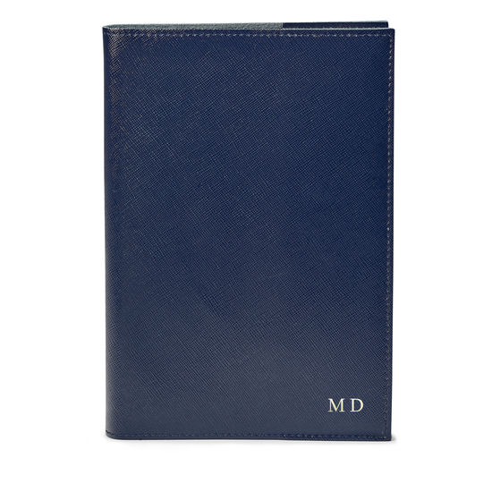 A4 Refillable Leather Journal in Navy Saffiano from Aspinal of London
