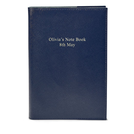 A4 Refillable Leather Journal in Navy Saffiano from Aspinal of London