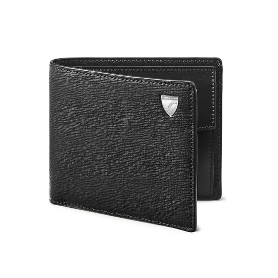Billfold Coin Wallet in Black Saffiano & Smooth Black from Aspinal of London