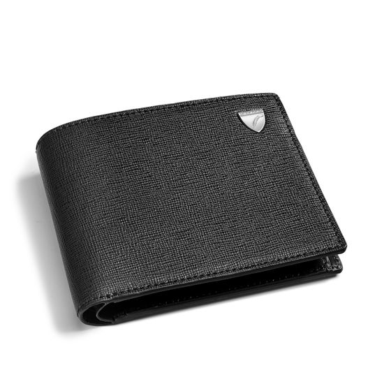 Billfold Coin Wallet in Black Saffiano & Smooth Black from Aspinal of London