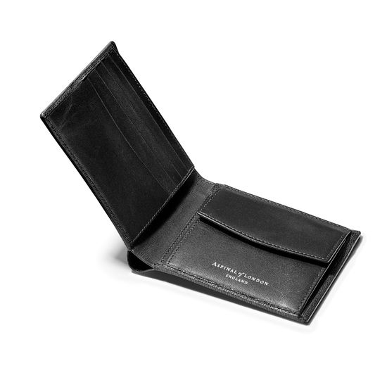 Billfold Coin Wallet in Black Saffiano & Smooth Black from Aspinal of London