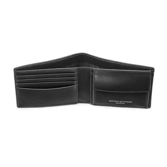 Billfold Coin Wallet in Black Saffiano & Smooth Black from Aspinal of London