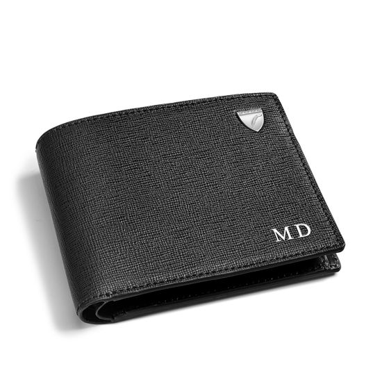 Billfold Coin Wallet in Black Saffiano & Smooth Black from Aspinal of London