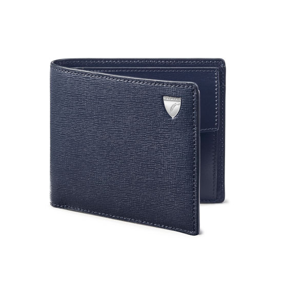 Billfold Coin Wallet in Navy Saffiano & Smooth Navy from Aspinal of London