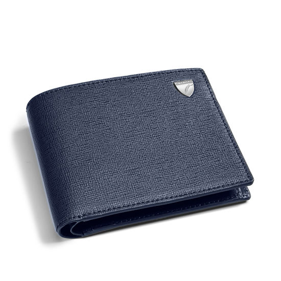 Billfold Coin Wallet in Navy Saffiano & Smooth Navy from Aspinal of London