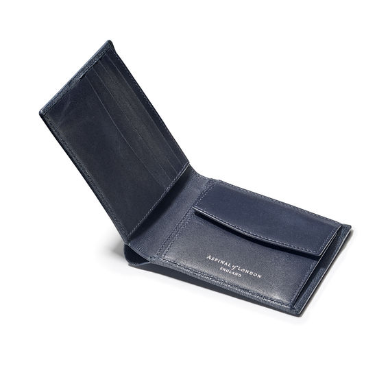 Billfold Coin Wallet in Navy Saffiano & Smooth Navy from Aspinal of London