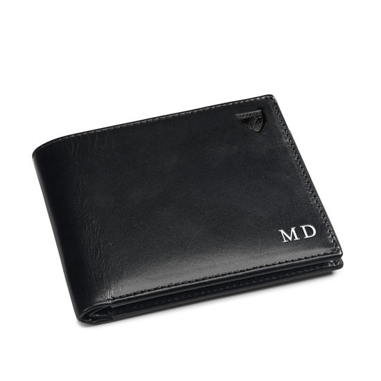 8 Card Billfold Wallet in Smooth Black & Cobalt Suede from Aspinal of London