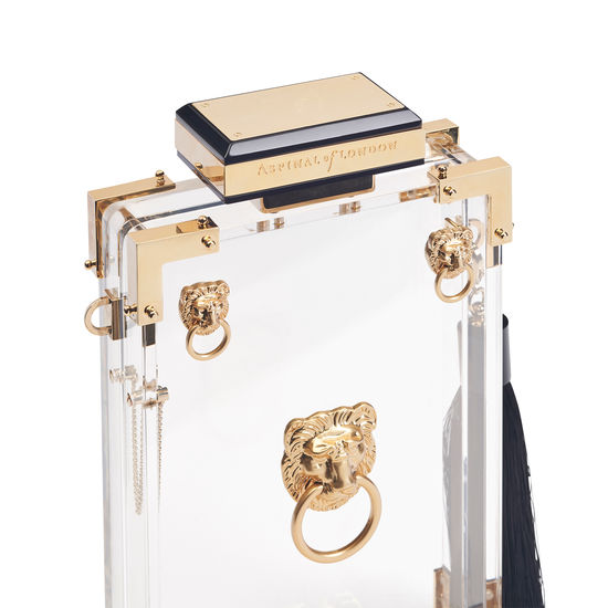 Lion Clutch in Transparent with Lions from Aspinal of London
