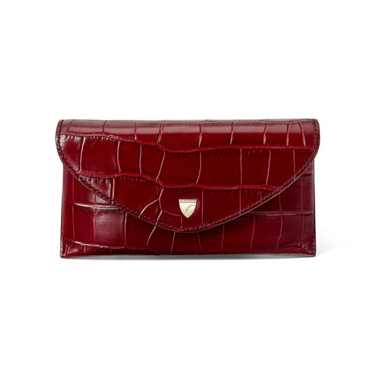 Sunglasses Case in Deep Shine Bordeaux Croc from Aspinal of London