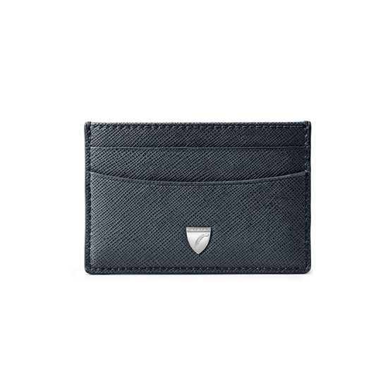 Slim Credit Card Holder in Navy Saffiano from Aspinal of London