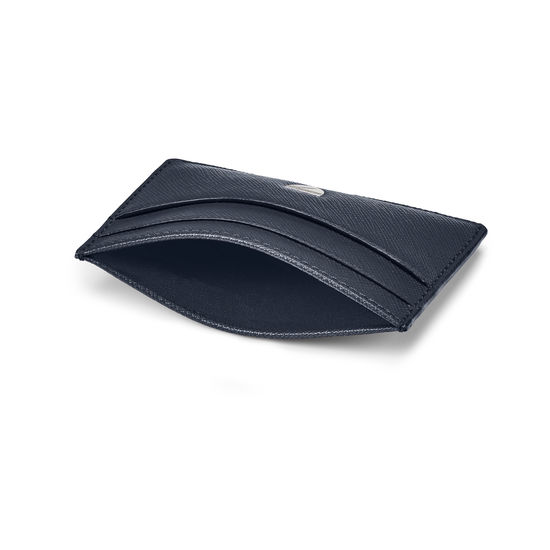 Slim Credit Card Holder in Navy Saffiano from Aspinal of London
