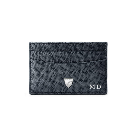 Slim Credit Card Holder in Navy Saffiano from Aspinal of London