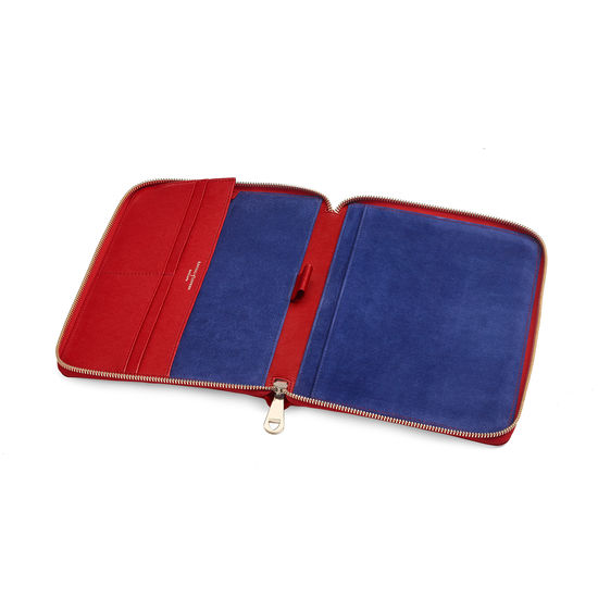 A5 Zipped Padfolio in Scarlet Saffiano from Aspinal of London