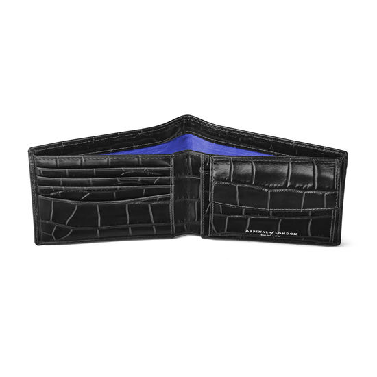Billfold Coin Wallet in Deep Shine Black Croc from Aspinal of London
