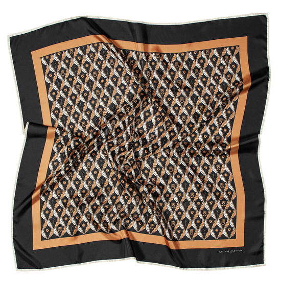 Harlequin Print Silk Scarf in Black & Gold from Aspinal of London