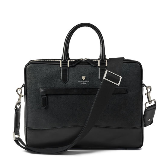 City Laptop Bag in Black Saffiano from Aspinal of London