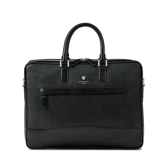 City Laptop Bag in Black Saffiano from Aspinal of London