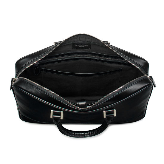 City Laptop Bag in Black Saffiano from Aspinal of London