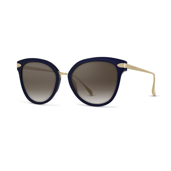 Cap Ferrat Sunglasses in Midnight Blue Acetate & Gold from Aspinal of London