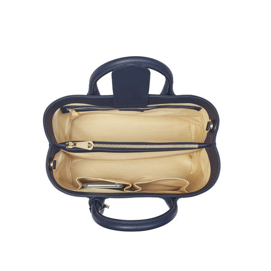 Midi London Tote in Navy Pebble from Aspinal of London