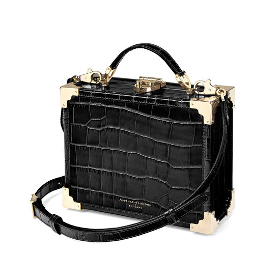 The Trunk in Black Croc with Gold Hardware from Aspinal of London