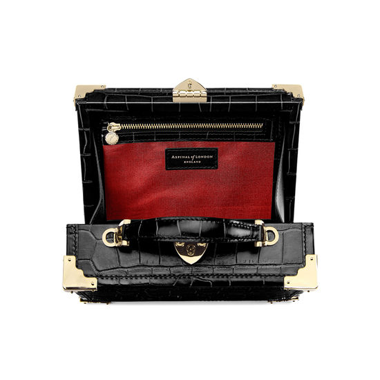 The Trunk in Black Croc with Gold Hardware from Aspinal of London