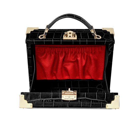 The Trunk in Black Croc with Gold Hardware from Aspinal of London