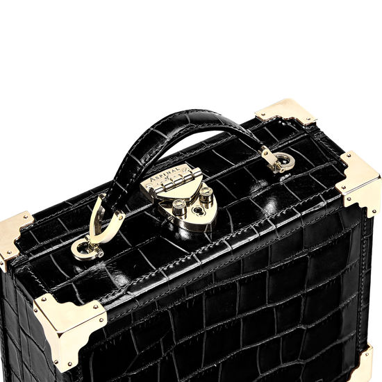 The Trunk in Black Croc with Gold Hardware from Aspinal of London