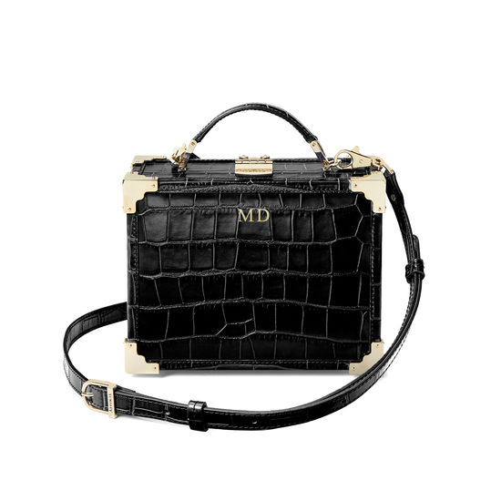 The Trunk in Black Croc with Gold Hardware from Aspinal of London