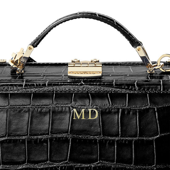 The Trunk in Black Croc with Gold Hardware from Aspinal of London