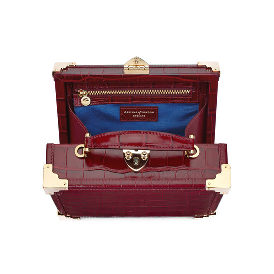 Mini Trunk Clutch in Deep Shine Bordeaux Croc from Aspinal of London