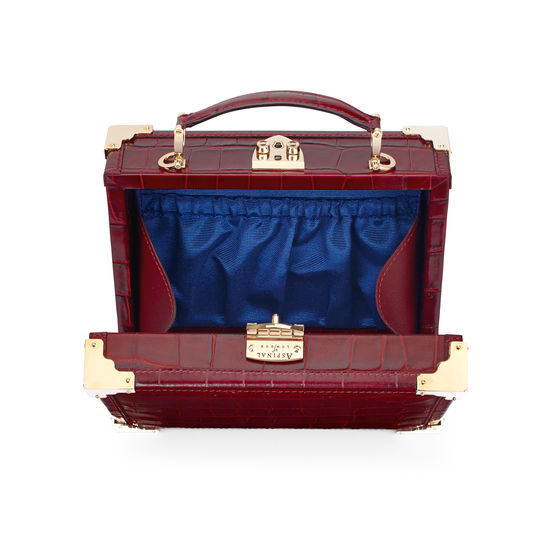 Mini Trunk Clutch in Deep Shine Bordeaux Croc from Aspinal of London